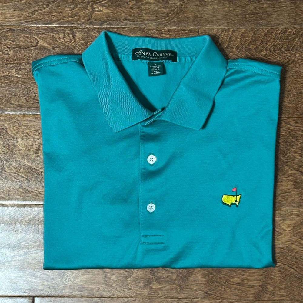 Masters Golf Amen Corner Mint Green Polo Shirt Size Large Pima Cotton